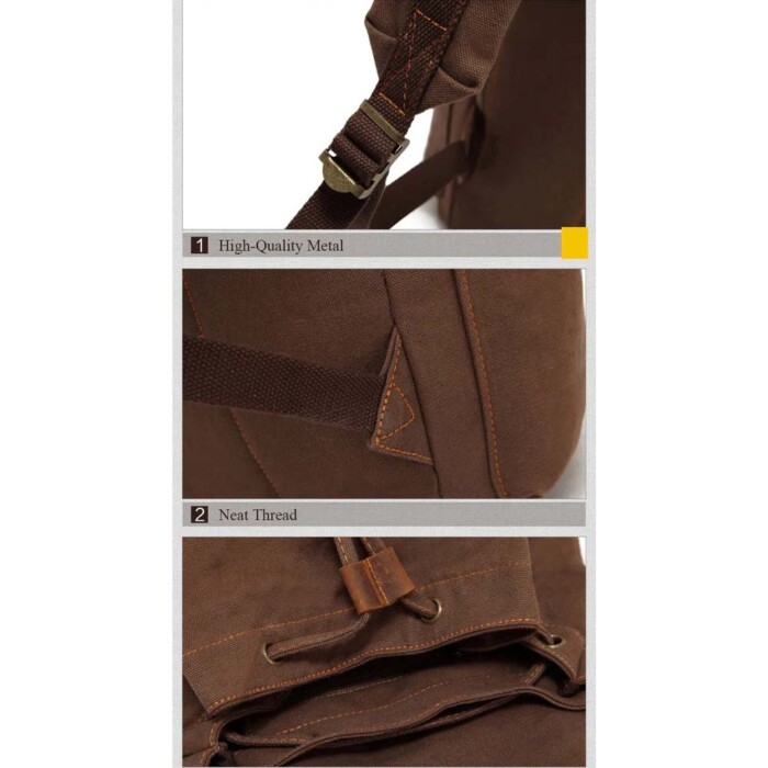 AUGUR JANS Tas Ransel Canvas Bag Retro Casual Style Large Compartment - 1039 - Brown