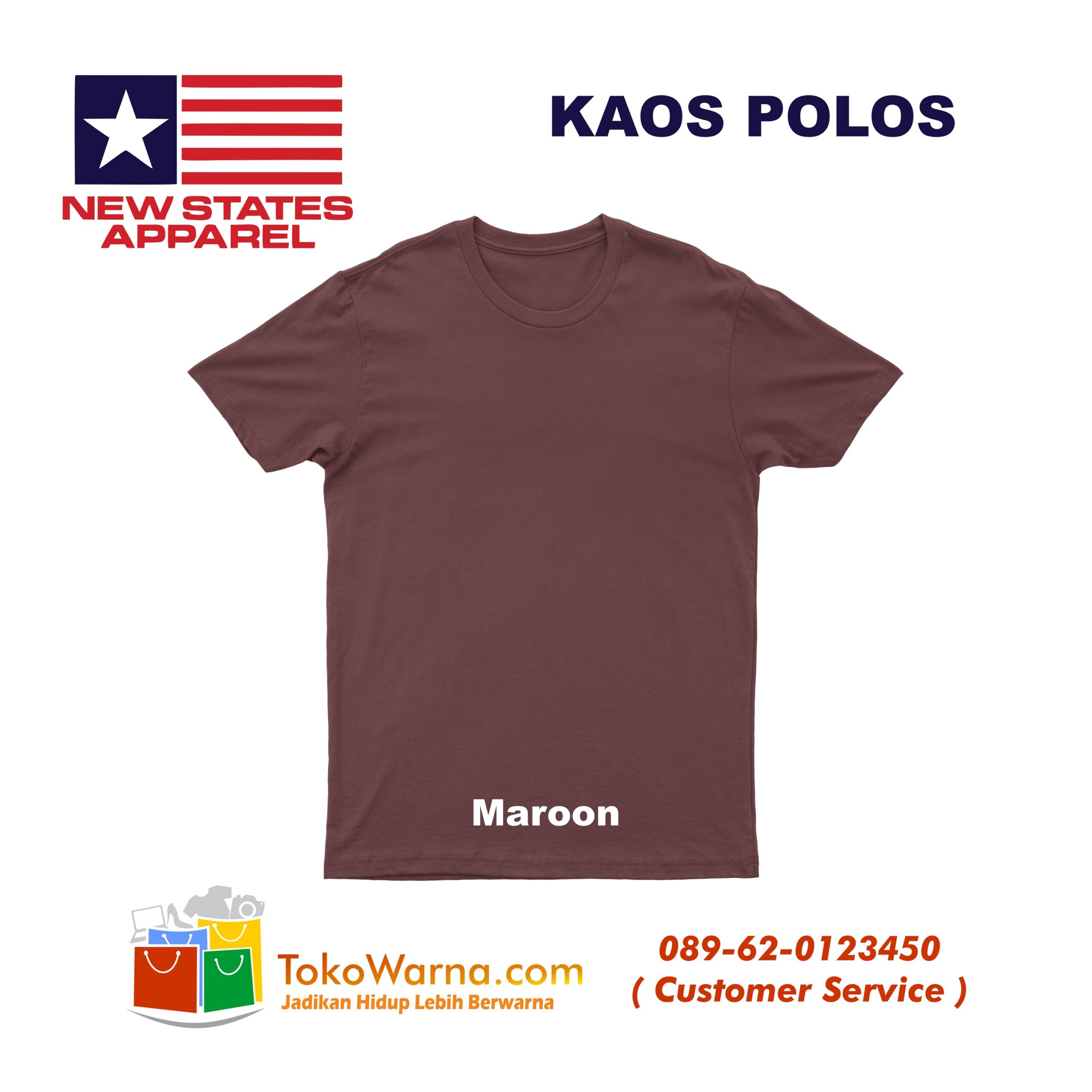 (NSA) New States Apparel Soft Tee 30s Kaos Polos Maroon